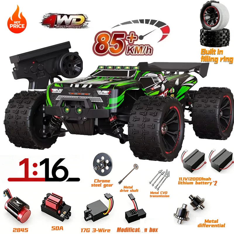 SG116MAX SCY9522 1:16 Auto de Carreras de Alta Velocidad con Derrape a 80KM/H, Motor sin Escobillas, 4WD, 9522PRO 50KM/H, Auto RC Todoterreno, Juguetes para Niños, Regalo
