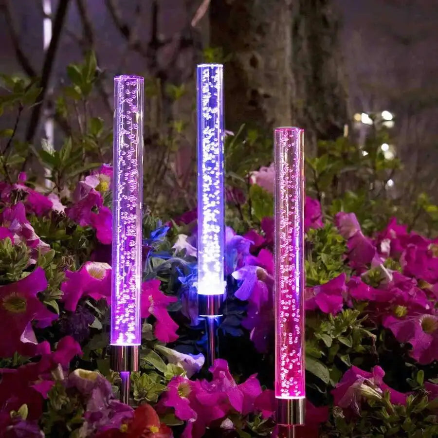 Varas de burbujas acrílicas solares de colores, luz decorativa LED de burbujas para jardín al aire libre, ideal para decorar jardines y fiestas
