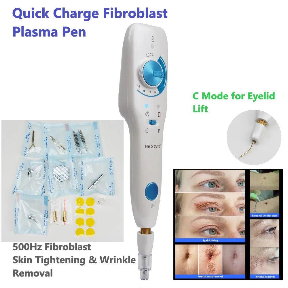 Hicovo-pluma de Plasma de 500Hz, máquina de tratamiento de acné, levantamiento de párpados, pulso, fibroblasto frío, estiramiento de la piel, carga rápida, inalámbrica