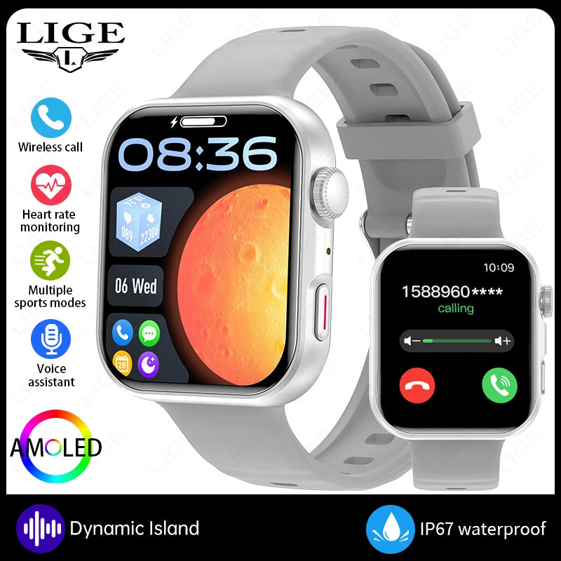 Nuevo reloj inteligente deportivo LIGE con pantalla AMOLED de 1.83" para hombre, monitorización diaria 24 horas integrada, reloj inteligente con llamadas Bluetooth para hombre
