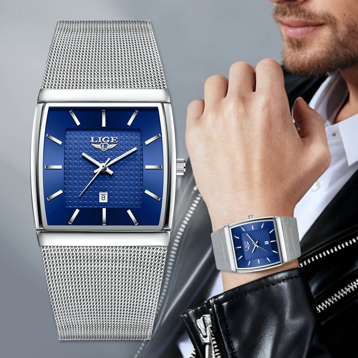 Reloj de pulsera de cuarzo LIGE, de lujo, duradero y preciso para hombre, luminoso, resistente al agua, con fecha automática, reloj de moda para negocios