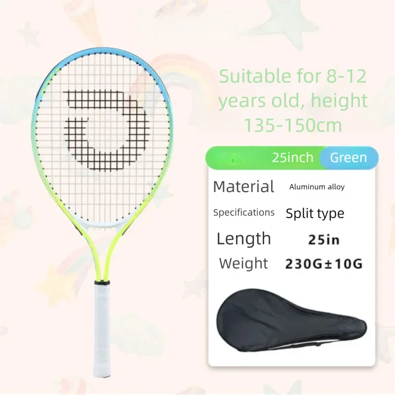 Raqueta de Tenis para Niños, Raqueta de Entrenamiento para Principiantes, 19/21/23/25 Pulgadas, para Niños de Primaria, Adolescentes, de un Solo Uso