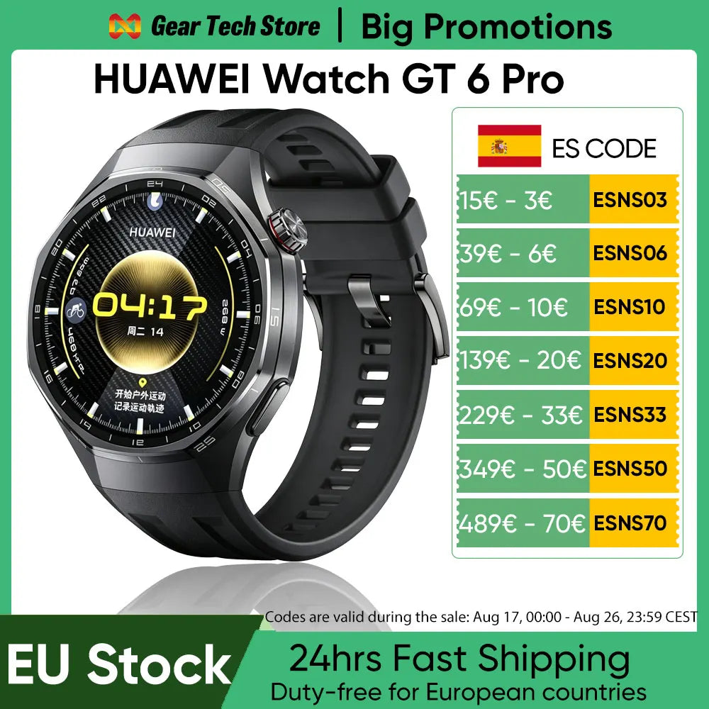 Reloj inteligente Huawei Watch GT 6 Pro 46mm, pantalla AMOLED de 1,47 pulgadas, GPS, compatible con llamadas Bluetooth para iOS y Android, versión global
