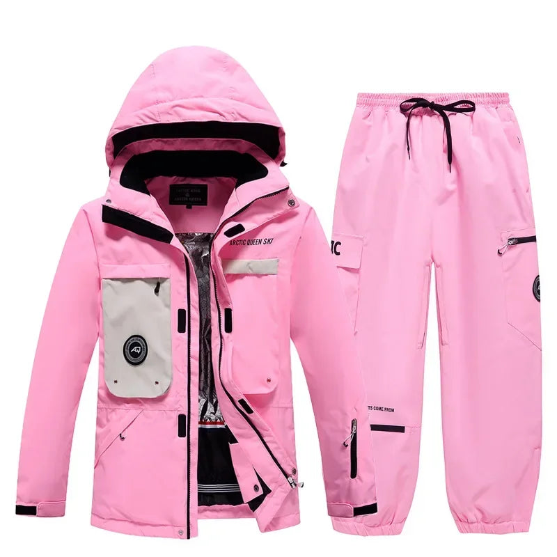 Conjuntos de Trajes de Nieve para Hombre y Mujer, Ropa de Snowboard, Ropa de Invierno para Exteriores, Sudadera con Capucha, Traje Impermeable, Chaqueta de Esquí + Pantalones