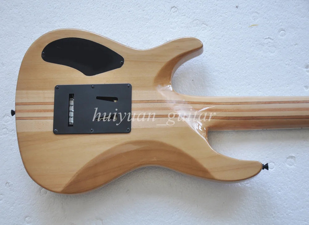 Guitarra Eléctrica Flyoung de 7 Cuerdas, Roja, con Mástil a Través del Cuerpo, Estilo Floyd, con Diapasón de Palisandro, 24 Trastes