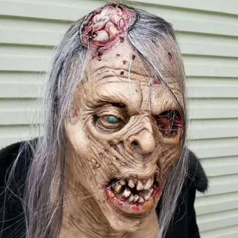Máscara de Halloween aterradora de zombi, maquillaje de bola, casa embrujada, cámara de zombi, accesorio de truco