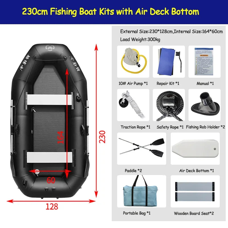 Juego inflable de balsa de barco profesional, bote de remos para adultos, Kayak, canoa, pesca, barco a la deriva plegable resistente a desgarros