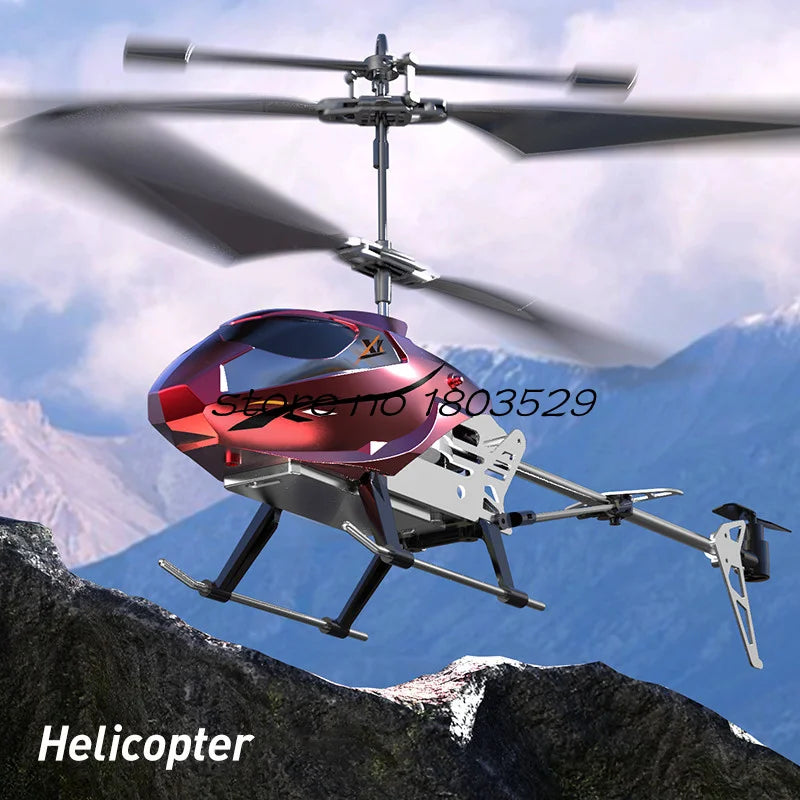 Helicóptero RC de control remoto eléctrico de altura fija inteligente 3.5CH, cuerpo de metal con doble sistema de dirección 2.4G, iluminación aérea, helicópteros RC con efectos de luz.
