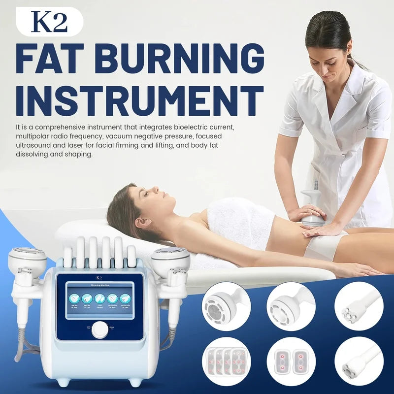 Máquina multifuncional 6 en 1 para modelar el cuerpo, eliminar grasa, cuidar la piel, adelgazar, reducir el peso y reafirmar el rostro mediante vacío de 80k.