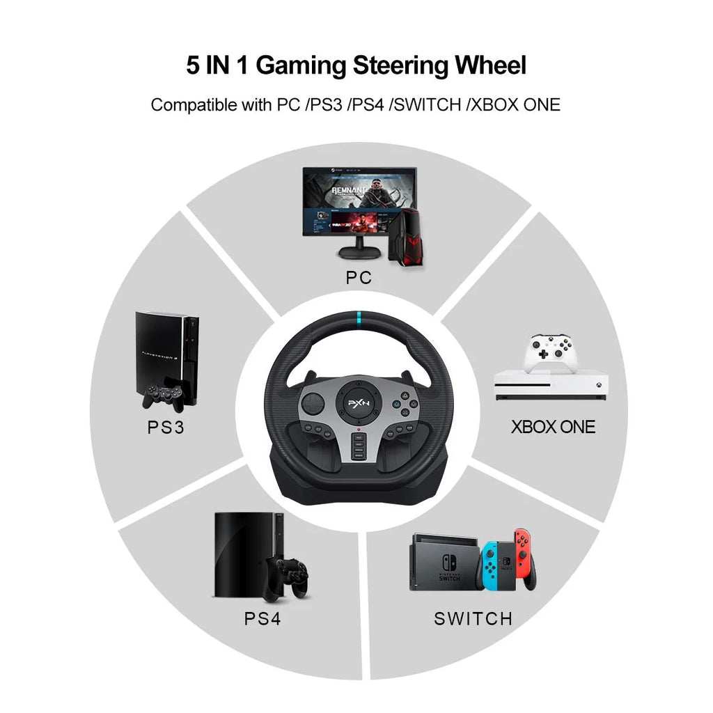 Volante de carreras PXN V9 Gen2/V9 270°/900° para simulador de juegos en PS4, PS3, PC Windows 7/8/10/11, Xbox One, Xbox Series X/S