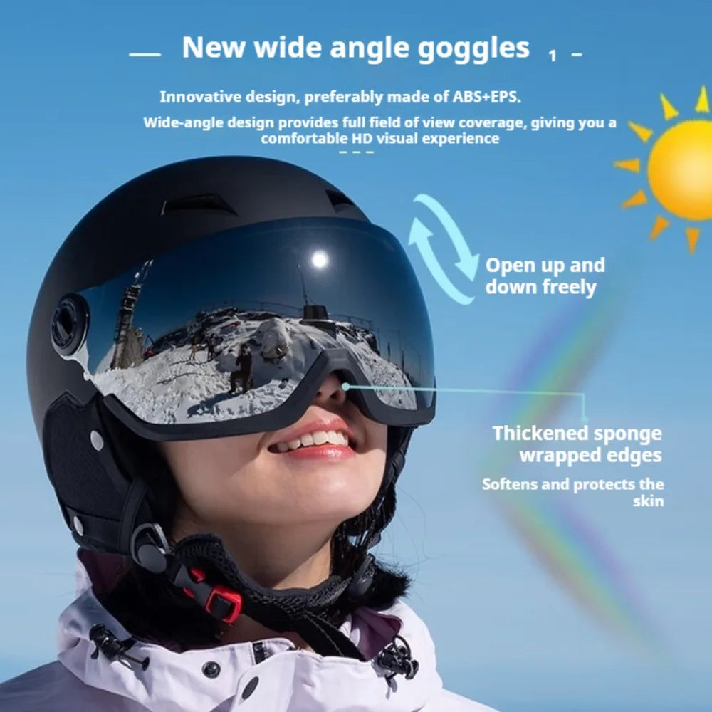 Casco de esquí para hombre, gafas de nieve en uno, casco de esquí antiimpacto para mujeres adultas, esquí, monopatín, Snowboard, casco de seguridad para mujer y hombre