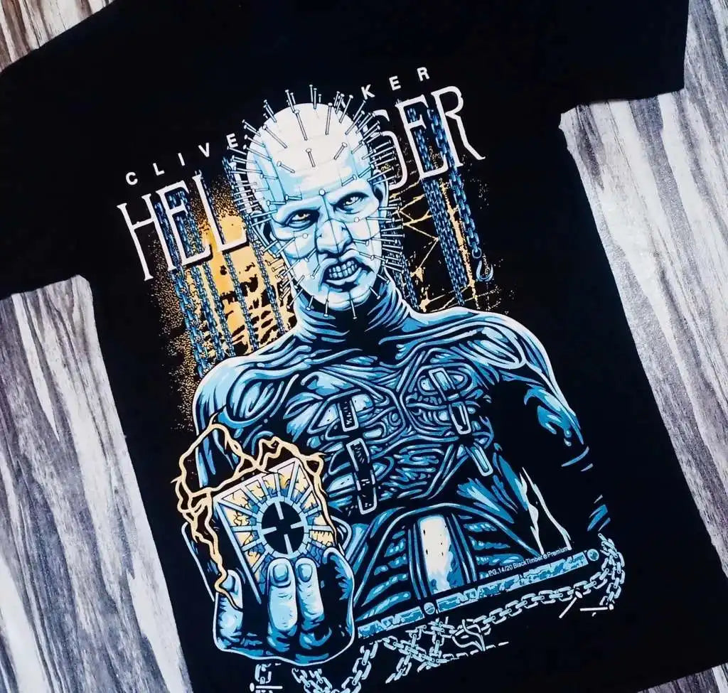 Camiseta gráfica de la película de terror Hellraiser, con el personaje Pinhead de Clive Barker, de algodón, para hombre y mujer, estilo urbano.