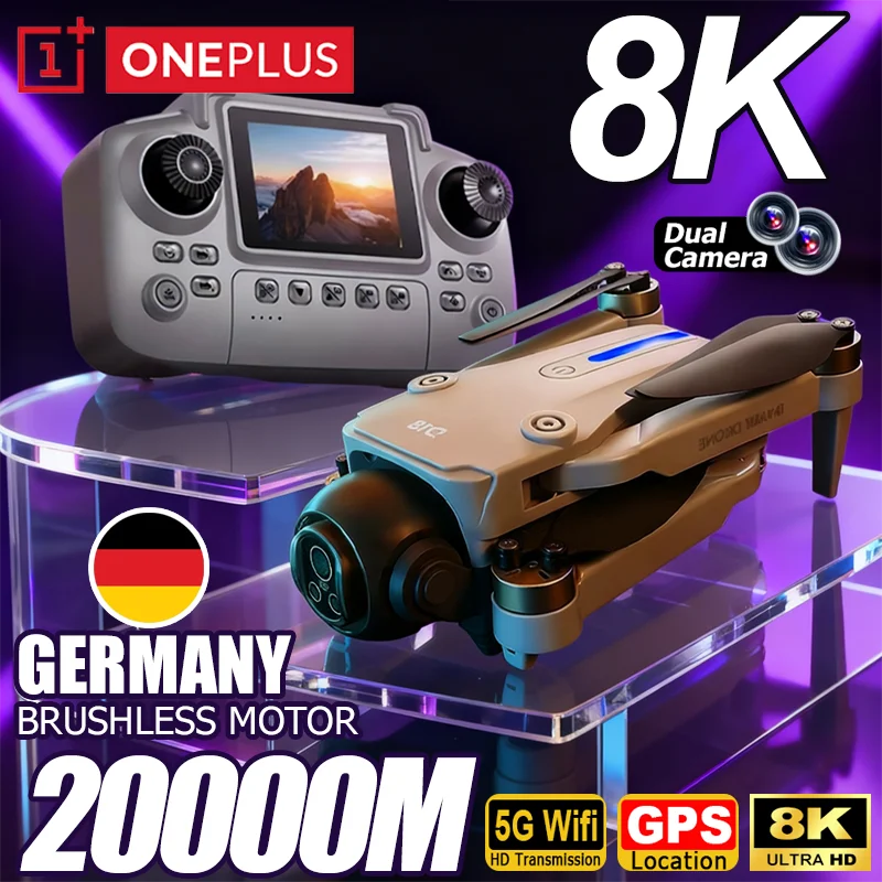 Dron OnePlus D18 con Cámara Dual 8K Aérea HD, Evitación Inteligente de Obstáculos, Motor sin Escobillas, GPS de Retorno y Control Remoto con Pantalla