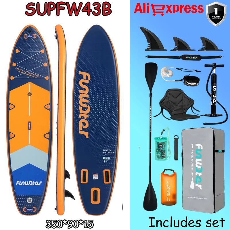 Tabla de Paddle Inflable Ultraligera Funwater SUPFW43B 350*90*15, para Entretenimiento, Yoga, Pesca, Surf para Adultos, Antideslizante