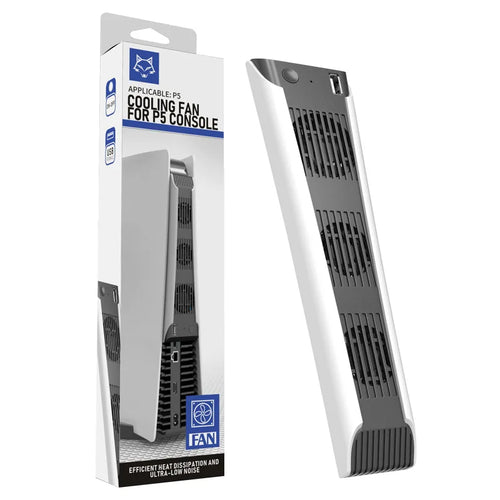 Soporte vertical con ventilador de refrigeración, blanco, con rejillas y base