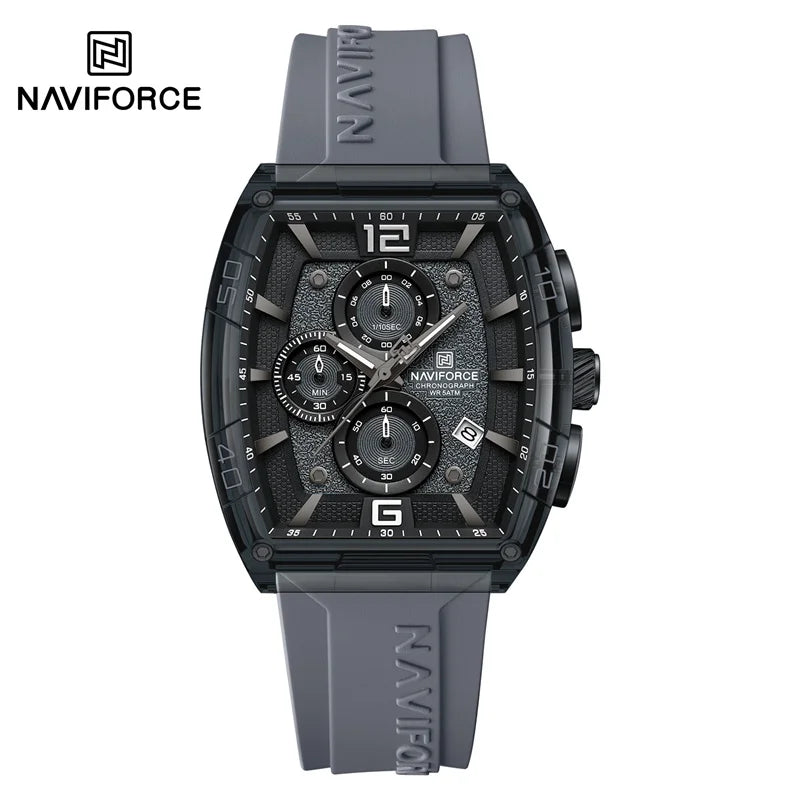 Reloj de moda para hombre de la mejor marca NAVIFORCE, cuarzo, correa de silicona, resistente al agua 50M, fecha, reloj de pulsera original para hombre 2025