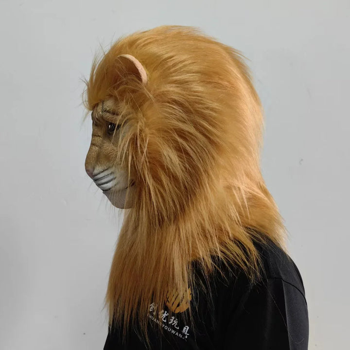 Máscara de León de Lujo para Cosplay, Máscara de León Blanco de Látex, Casco de Animal, Disfraces de Halloween, Carnaval, Fiesta de Disfraces, Accesorios