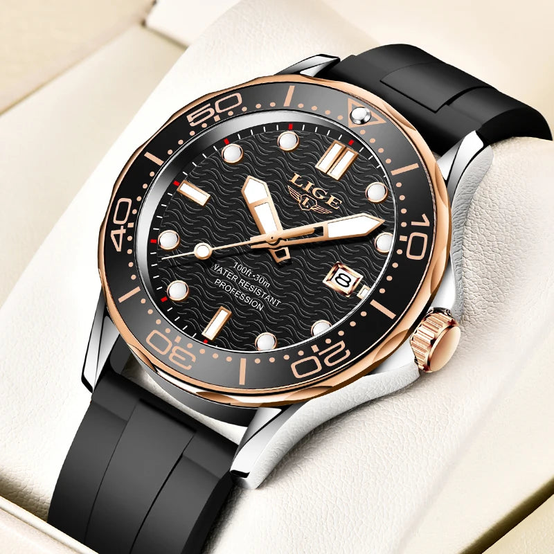 2025 LIGE New Business Mens Watches Top Brand Luxury Dive Watch For Men Waterproof Date Clock Sport Watch Relogio Masculino+Box