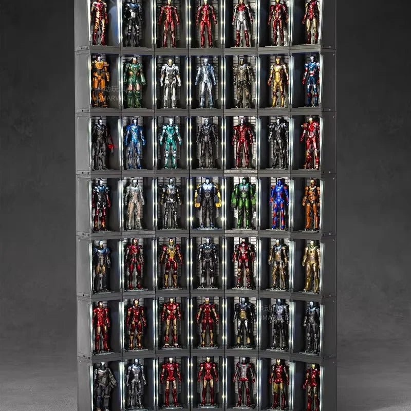 Vitrina con luz LED para hangar de Iron Man de Zd Toys, expositor para figuras de acción de Iron Man, almacenamiento de modelos coleccionables, regalo para aficionados