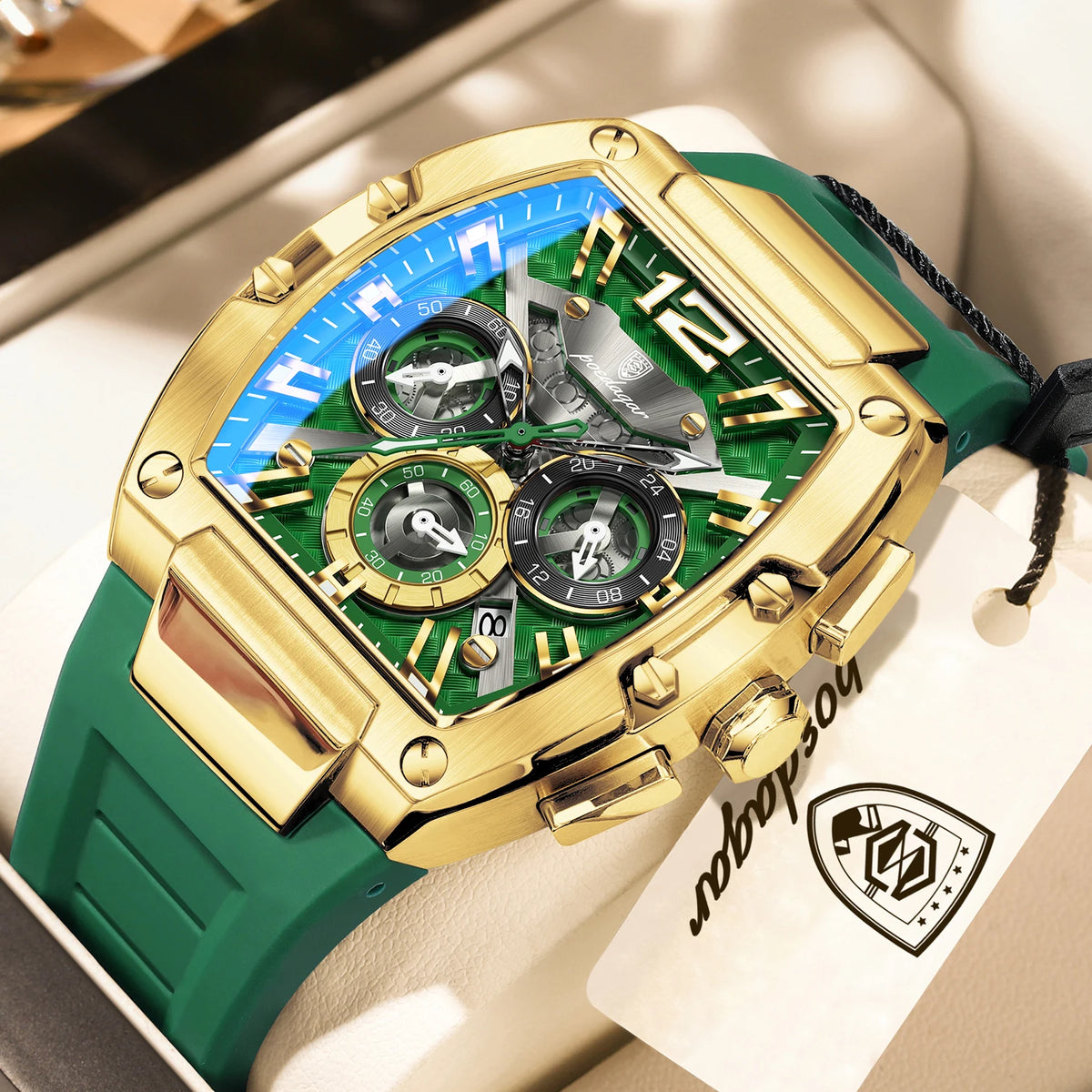 POEDAGAR Top Fashion Men Watch Luminous Waterproof Date Sports Man Clock Chronograph Silicone Quartz Casual Men's Watches Reloj