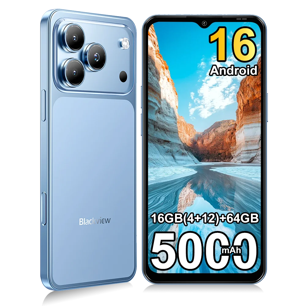 [Shipping From Poland]  Blackview WAVE 7C Smartphone 6.56'' HD+IPS 5000mAh Battery 16GB(4+12)+64GB Unisoc Cell Phone 32MP+13MP 4G Android 16 Dual SIM