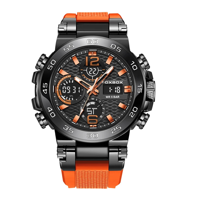 Reloj militar para exteriores FOXBOX, reloj digital de silicona con camuflaje de moda para hombre, reloj de cuarzo deportivo impermeable para hombre