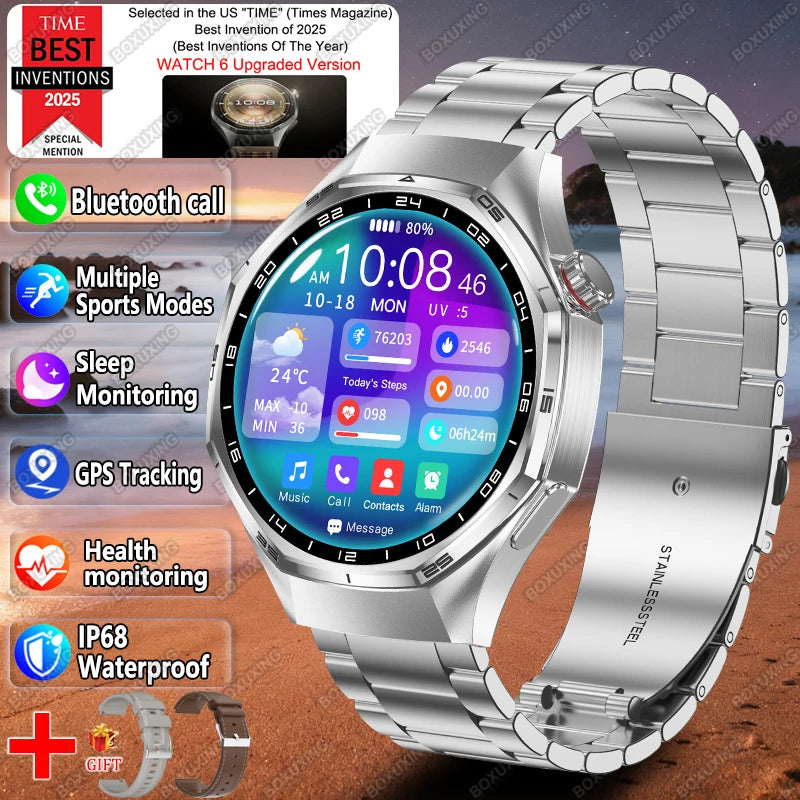 Reloj inteligente 2026 Nueva Versión Global Watch 6 Pro GPS para hombre, pantalla AMOLED, seguimiento deportivo, llamada Bluetooth, smartwatch resistente al agua