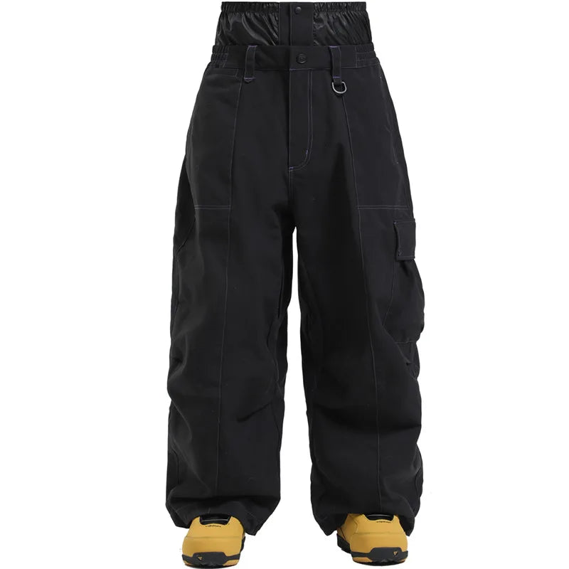 Pantalones de snowboard con bolsillo grande para hombre, pantalones de esquí holgados súper holgados, aislamiento impermeable para campo de nieve, ropa deportiva de invierno para parejas