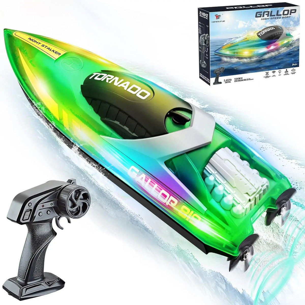 Lancha teledirigida HJ819, 2.4 GHz, 15 km/h, barco eléctrico de carreras de alta velocidad, impermeable, modelo de juguete para niños
