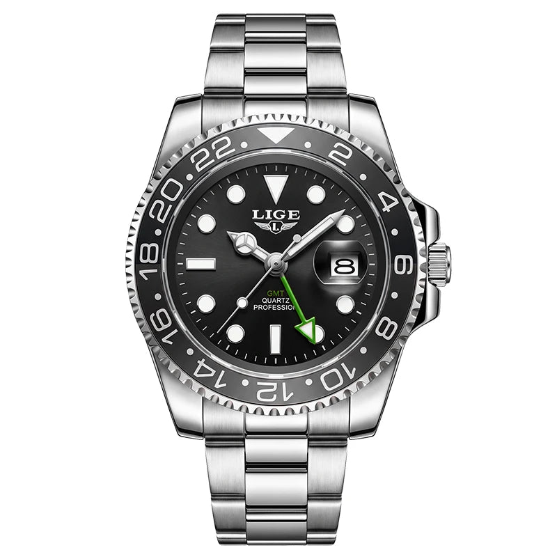 LIGE High Quality Luxury Men's Watch Waterproof Quartz Watch Stainless Steel Strap Luminous Sports Watches Gifts Watches For Man