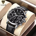 LIGE Watch MenTop Brand Luxury Casual Leather Quartz Mens Watches Man Business Clock Male Sport Waterproof Date Chronograph