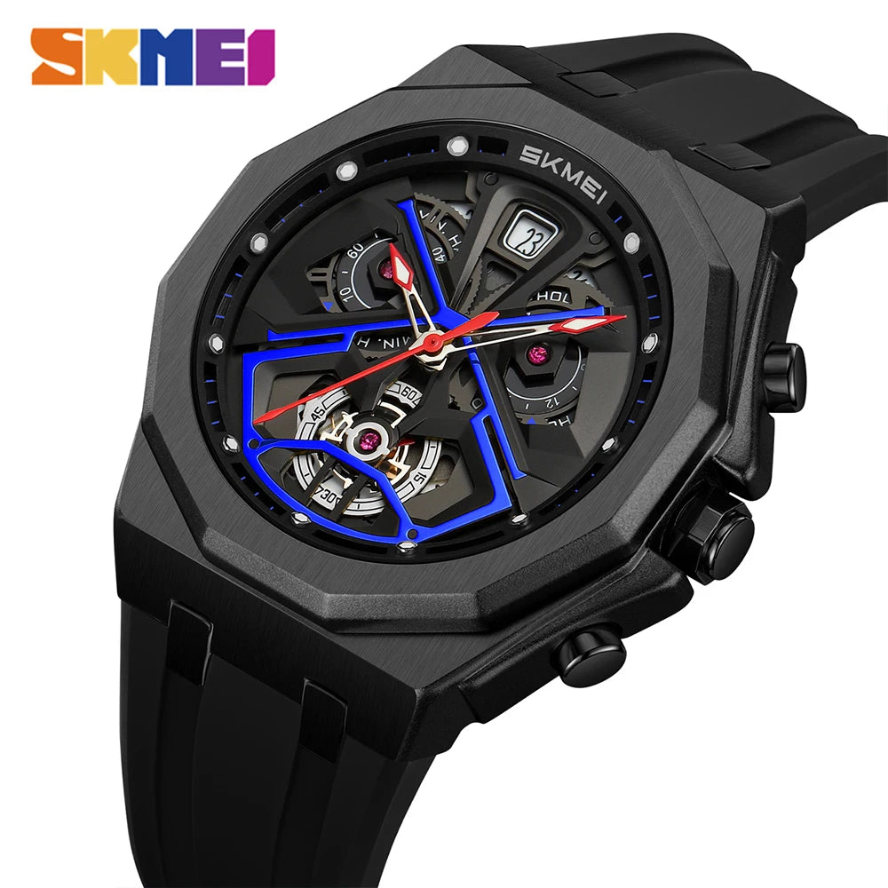 Reloj SKMEI 2432 para hombre, casual, de marca reconocida, redondo, con movimiento de cuarzo, resistente al agua, de lujo, comercial, con visualización de día de la semana.