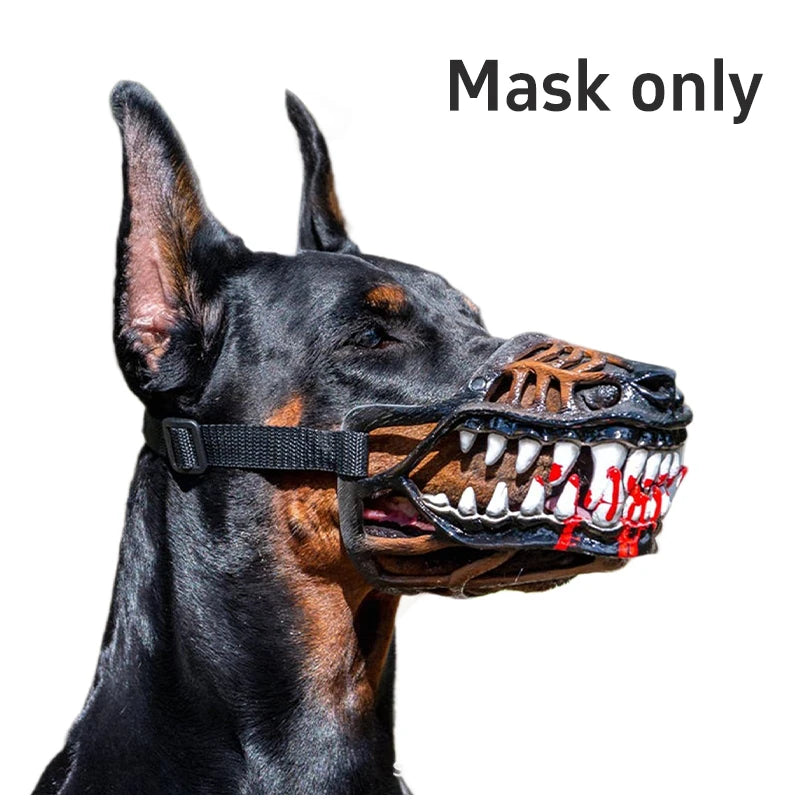 Máscara de Silicona de Dientes de Terror para Perro con Sangre, Divertida para Halloween, Ajustable, Máscara de Monstruo Hell Hound, para Fiesta, Cosplay de Mascotas, Divertido Accesorio para la Cabeza