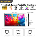 Monitor Portátil LESOWN de 11.6 Pulgadas, Negro, Aluminio, 1920x1080, Pantalla Delgada para Viajes, Táctil, Sin Controlador, para Negocios
