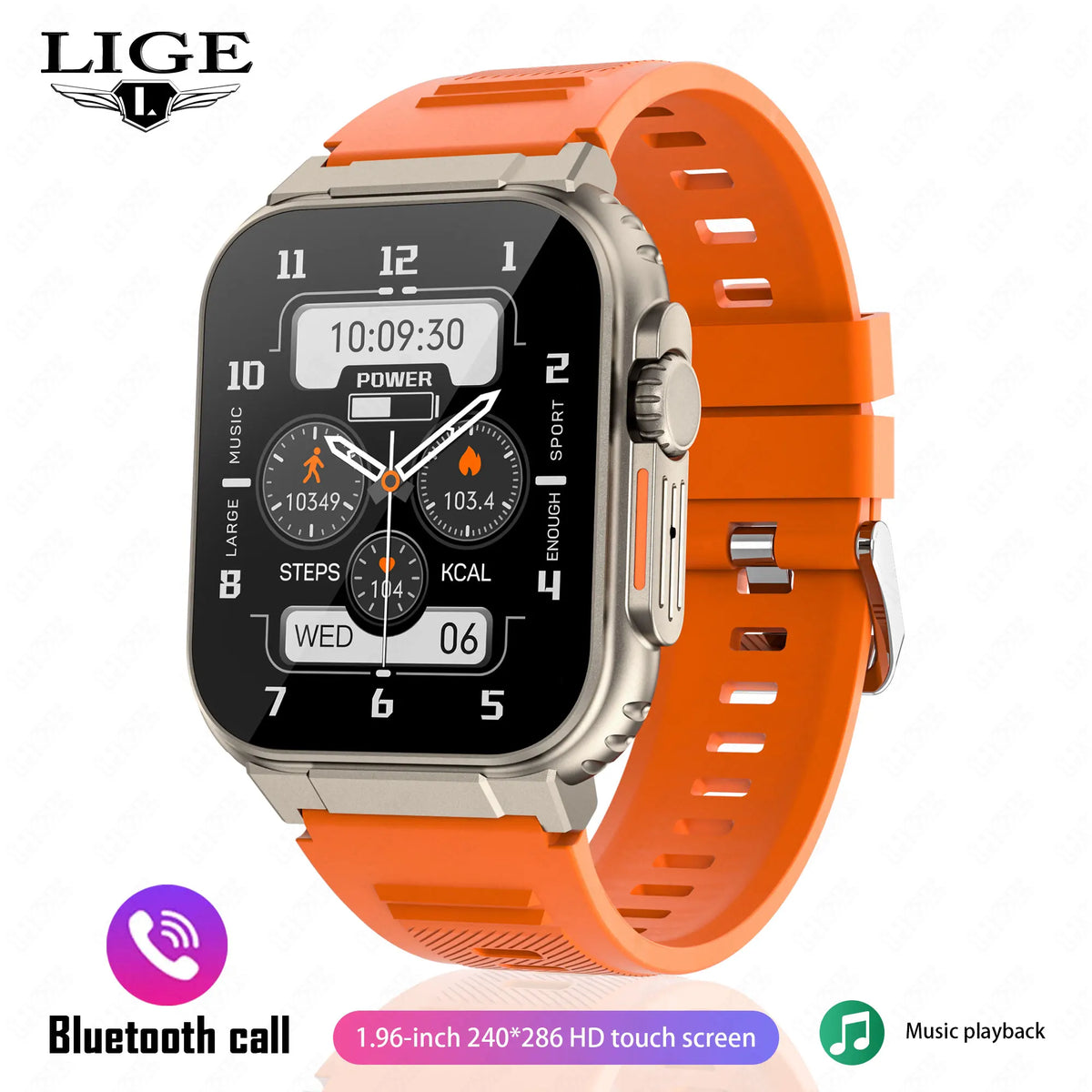 LIGE Nuevo reloj inteligente de 600 mAh para hombre, pulsera de fitness para deportes al aire libre, reloj con presión arterial, resistente al agua IP68, reloj inteligente para Android