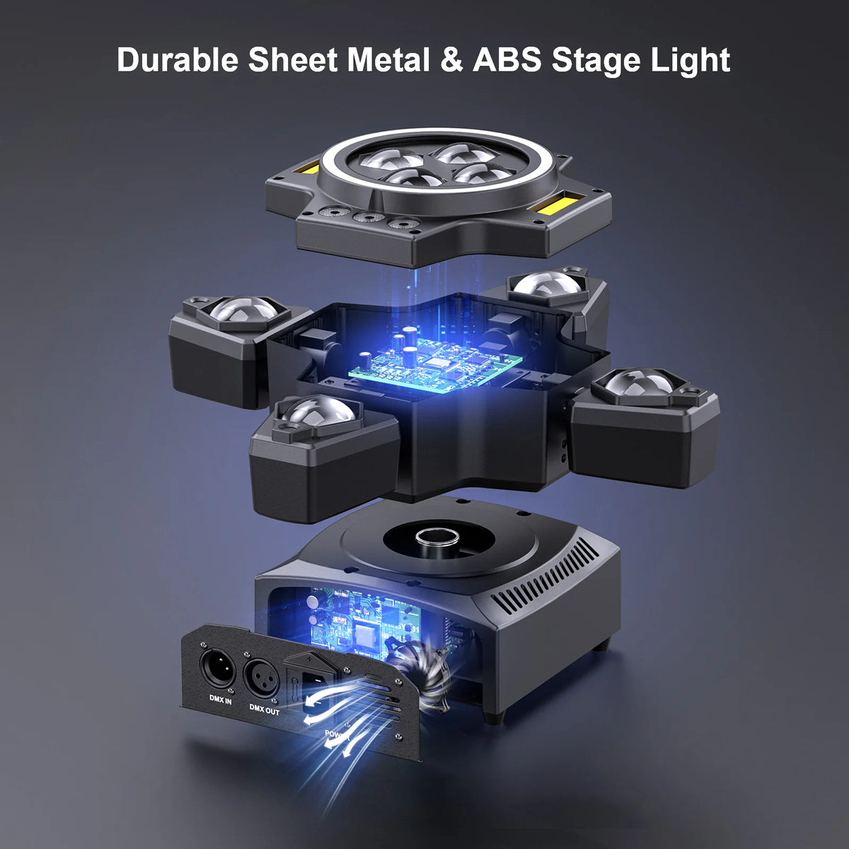 Luz de cabeza móvil Somspot 120W 4 en 1, luz de lavado RGBW, efecto de haz Bee Eye, luz láser con control remoto, luces de DJ para discoteca, fiesta, escenario, proyector de iluminación para conciertos, bodas, teatros, espectáculos en vivo, bares y clubes