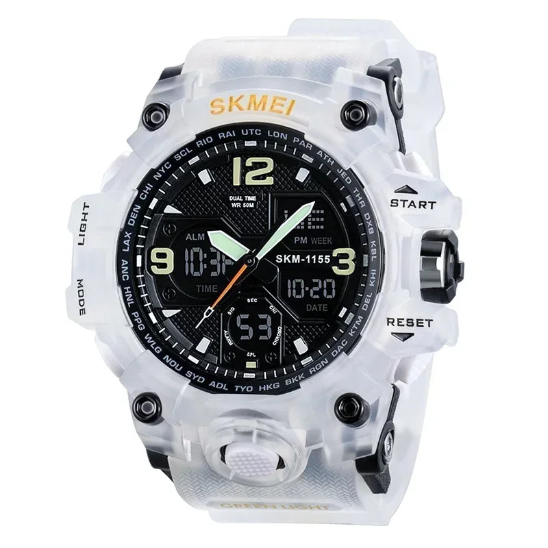 Reloj deportivo militar digital para hombre SKMEI 1155B, reloj deportivo con pantalla dual resistente al agua 5Bar, reloj de pulsera masculino