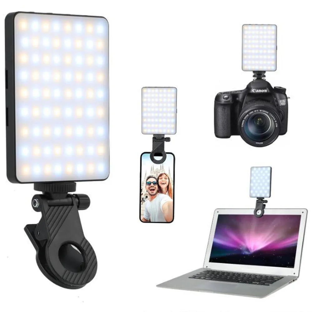 Luz de Video LED RGB, Luz de Relleno para Teléfono, Lámparas Portátiles Recargables de 2000 mAh, 3 Modos Ajustables, 2700-6500 K, Luz para Selfies de Smartphone