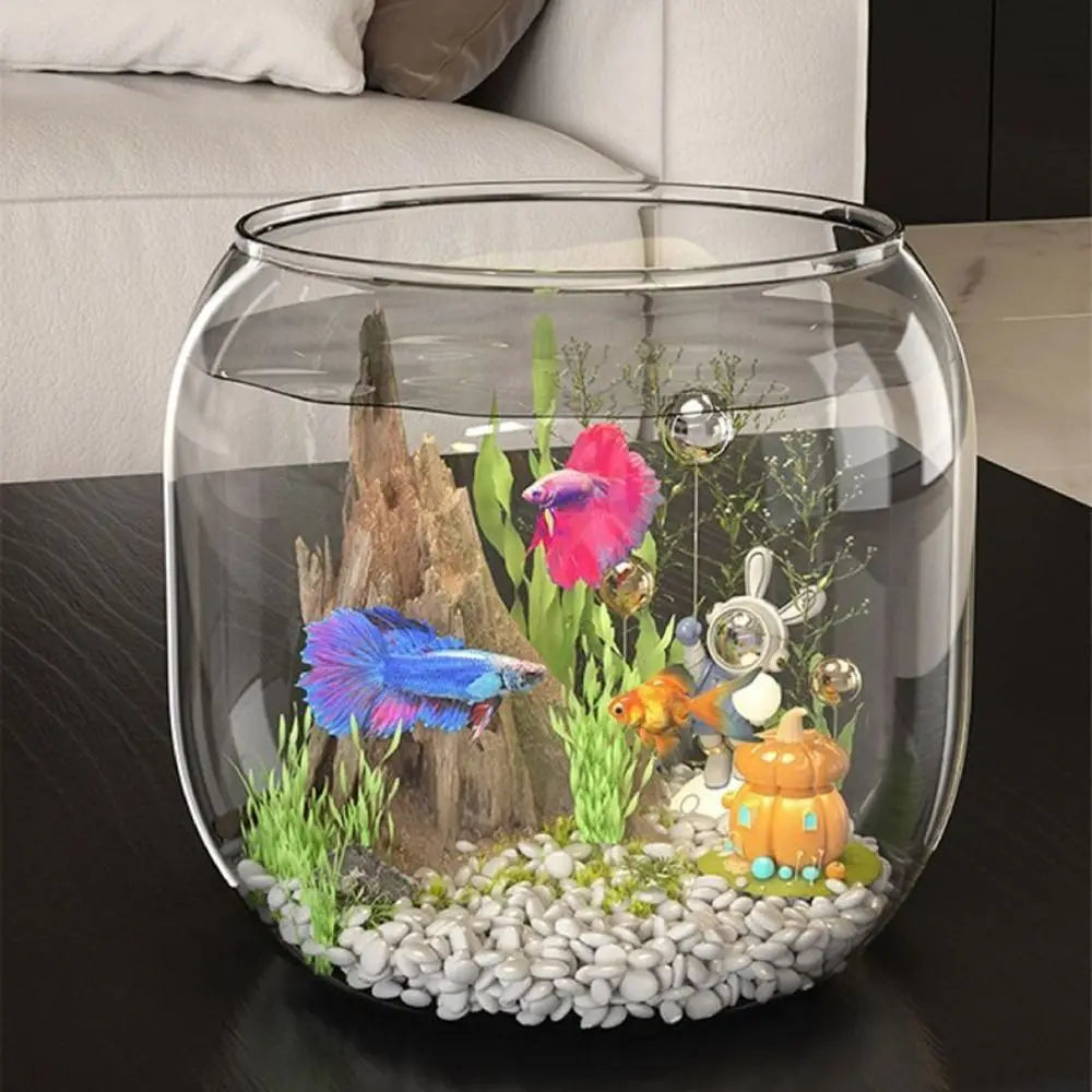 Durable Transparent Round Fish Tank Anti-broken Fall Resistant Fish Bowl Decorative Plastic Viewing Tank Living Room