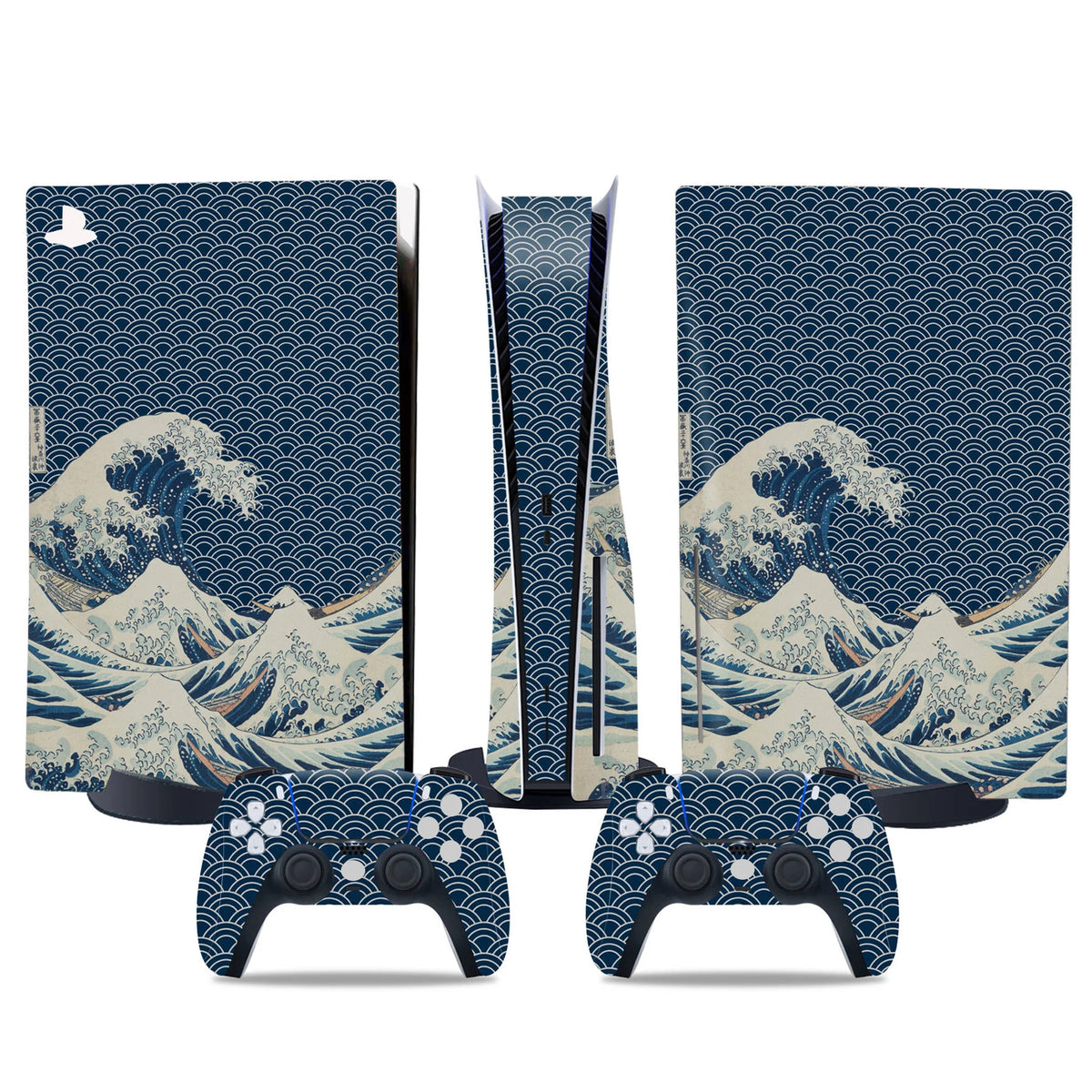 Compatible con pegatina adhesiva protectora de vinilo para PS5 Disc, cubierta extraíble para consola PS5 Disc y 2 mandos