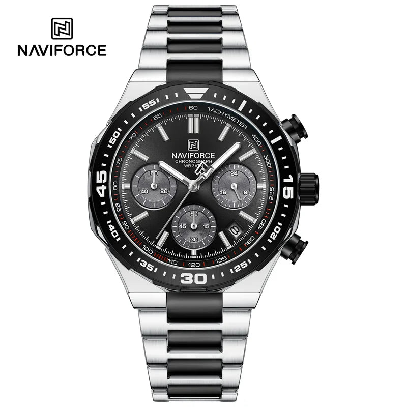 Reloj NAVIFORCE 2024 para hombre, resistente al agua, estilo casual de negocios, con fecha, manecillas luminosas, cuarzo, cronógrafo, correa de acero inoxidable
