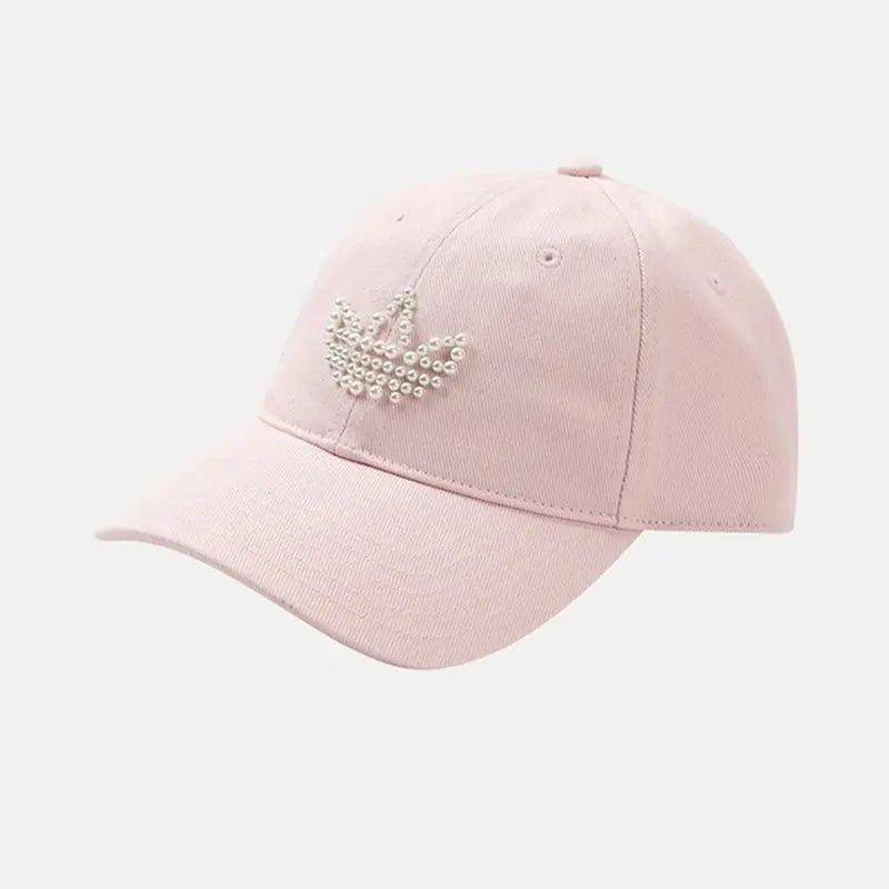Gorra de béisbol para mujer Adidas Originals KZ0754, algodón, logo del trébol con pedrería, talla única, gorra casual de uso diario, rosa claro