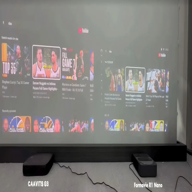 Proyector de Tiro Ultra Corto Caavits G3 con Triple Láser, 1080P FHD, Android TV, Enfoque Automático, Keystone, 3D, HDR10, HDMI Inalámbrico, Cine en Casa