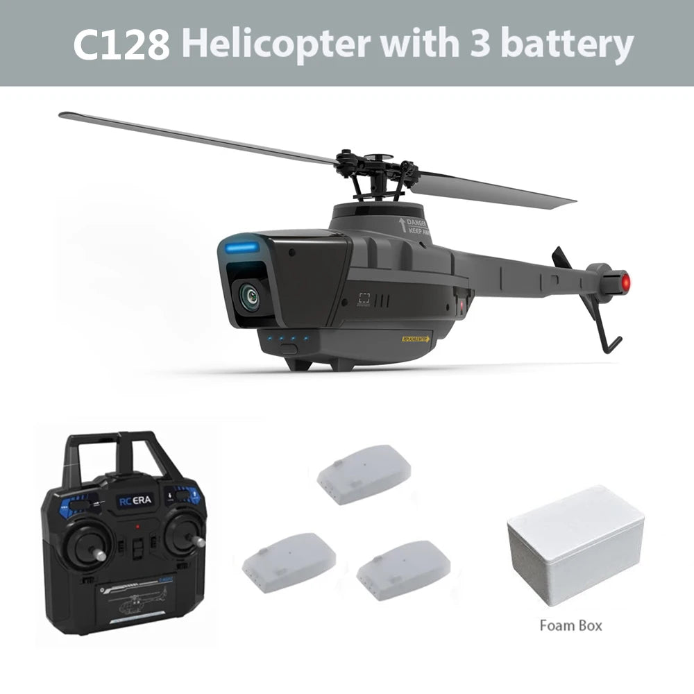 C128 2,4G RC helicóptero 4 hélices 720P cámara 6 ejes giroscopio electrónico presión de aire para altura Vs C127 C186 RC Drone