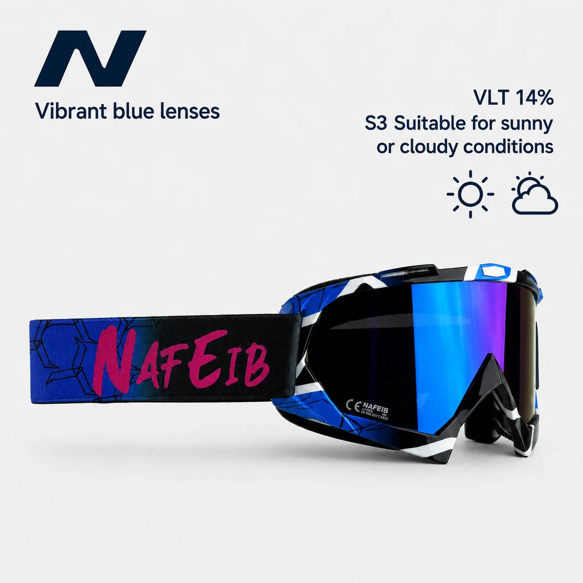 Gafas de Esquí, Aptas para Esquí y Snowboard, Gafas de Motociclismo para Todas las Estaciones, Equipadas con Lentes Anti-UV HD UV400