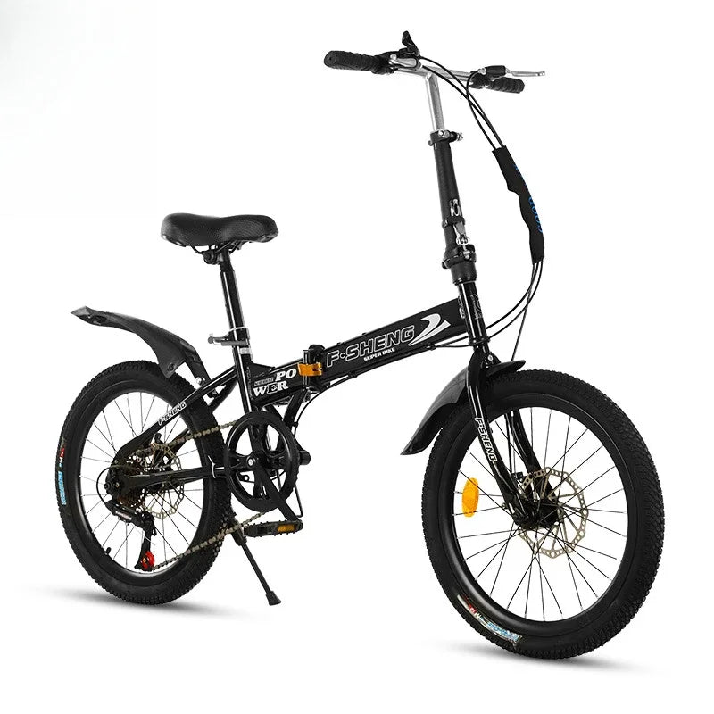 Bicicleta plegable de 20 pulgadas, 6 velocidades, doble freno de disco: bicicleta compacta y fácil de transportar para un almacenamiento sencillo
