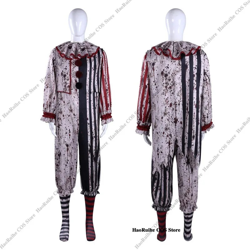 Nuevo Disfraz de Cosplay de Art the Clown de Terrifier, Máscara, Calcetines, Mono para Hombre, Disfraz de Terror para Mujer, Traje para Halloween, Carnaval y Fiestas