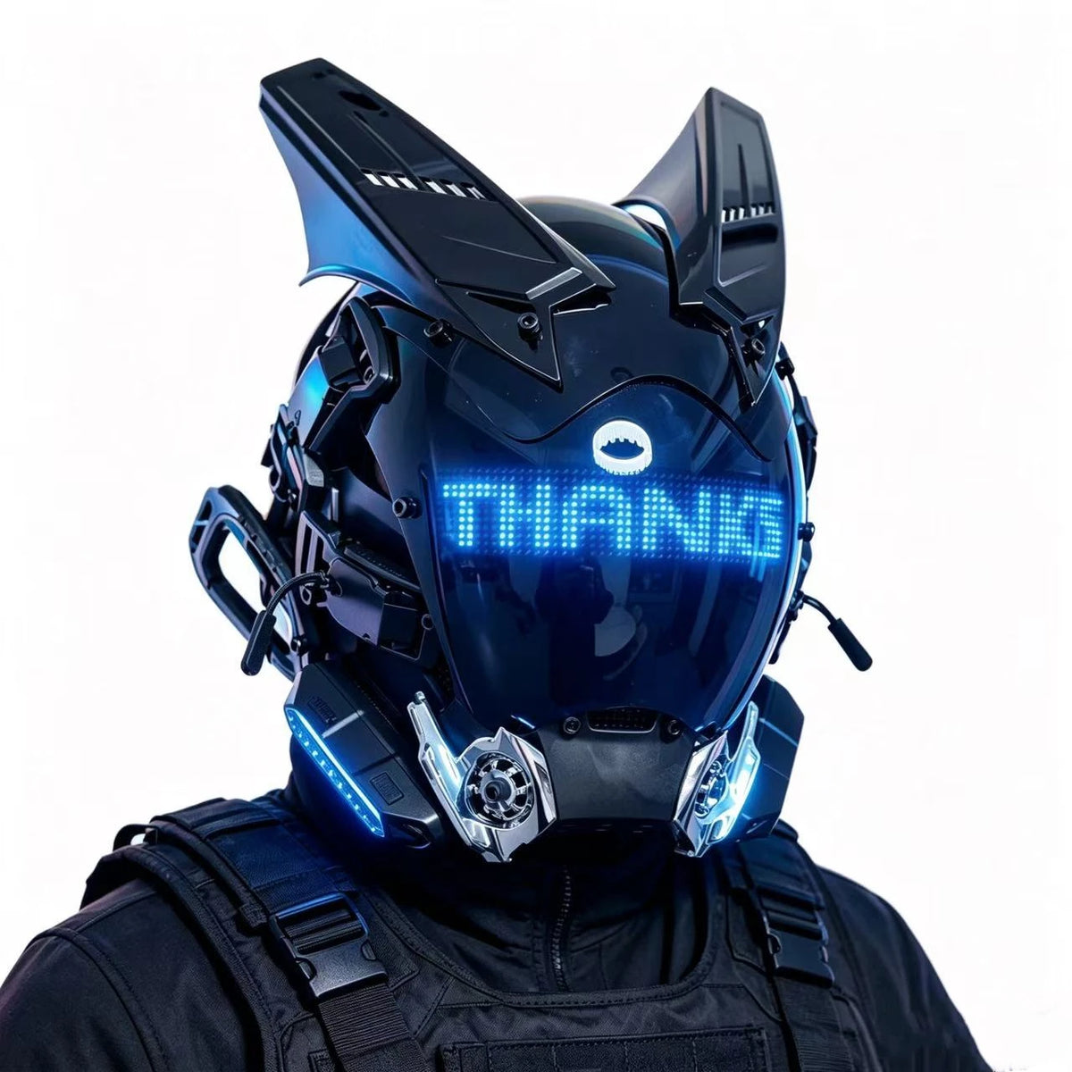 APP Cyberpunk Mask LED Custom Con El contenido personalizado es controlado por la aplicación, ropa técnica futurista, máscara de cosplay de Halloween