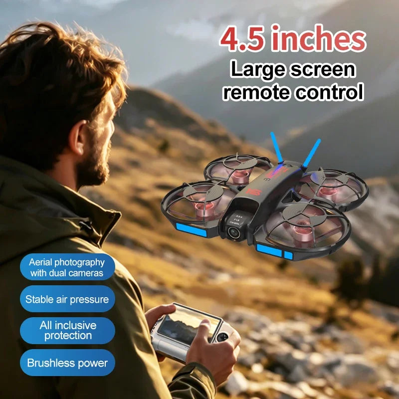 Drones M15 con Cámara HD 4K, Fotografía Profesional, Pantalla, Control Remoto, Ajuste Eléctrico, Quadcopter Plegable, Helicóptero RC, Ideal para Regalo