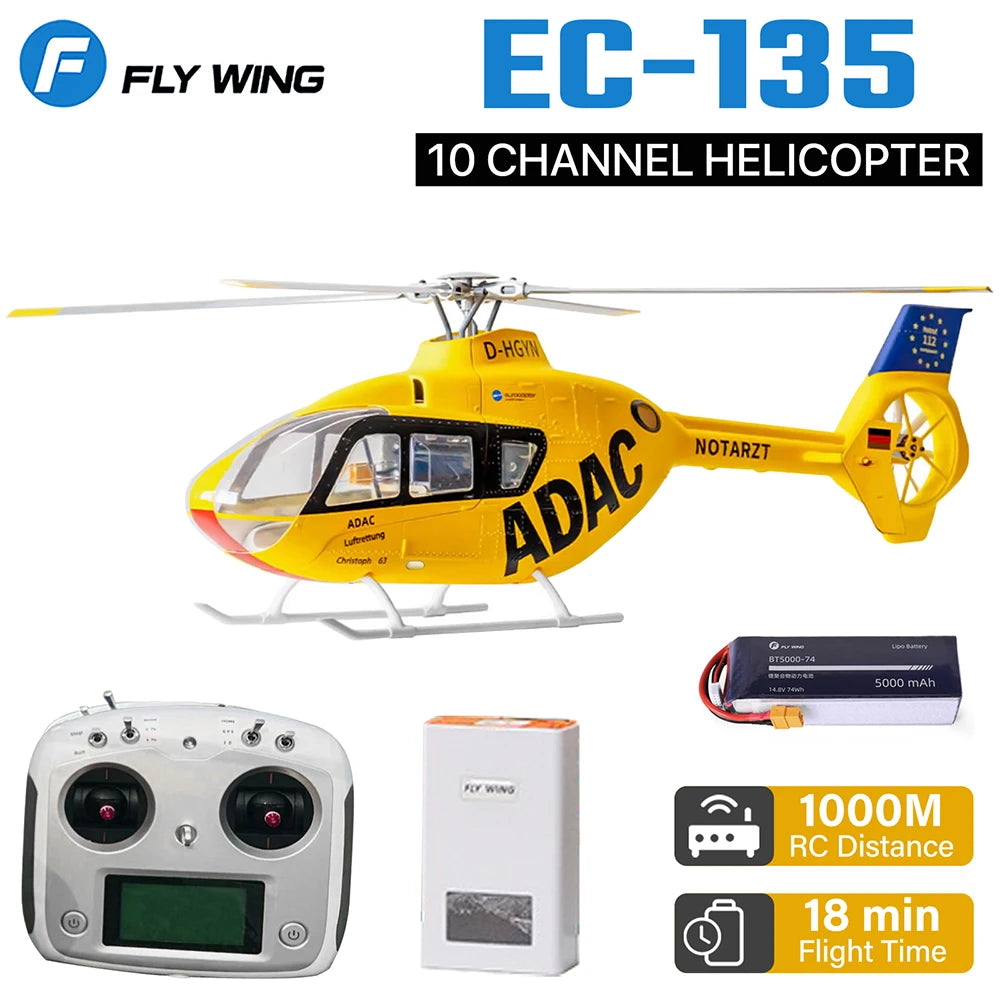 Helicóptero RC FlyWing EC135 ADAC de 10 Canales con Control Remoto